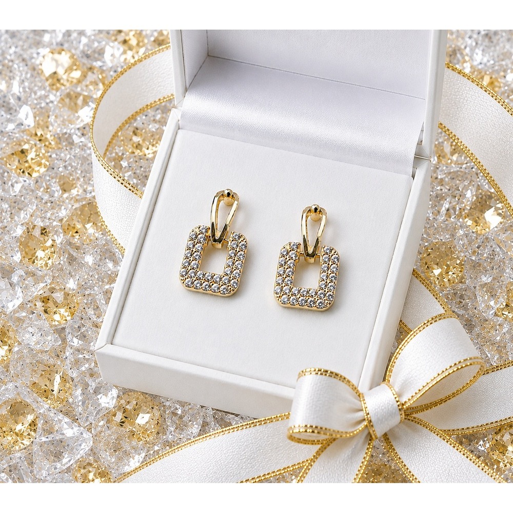 Earrings Dangle CZ diamond with free bubble bee‎ stud earrings